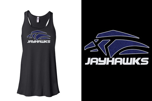 Jayhawks Logo 1 - glitter 2-color Youth Flowy Racerback Tank