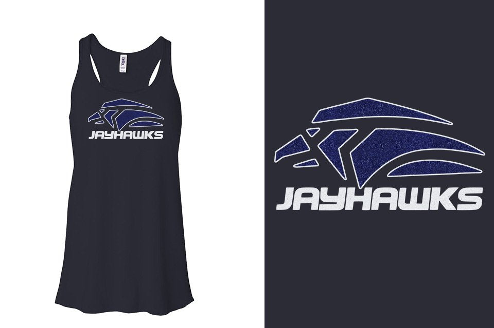 Jayhawks Logo 1 - glitter 2-color Youth Flowy Racerback Tank
