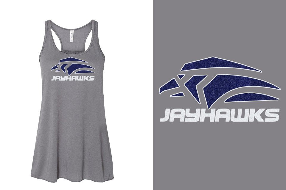 Jayhawks Logo 1 - glitter 2-color Youth Flowy Racerback Tank