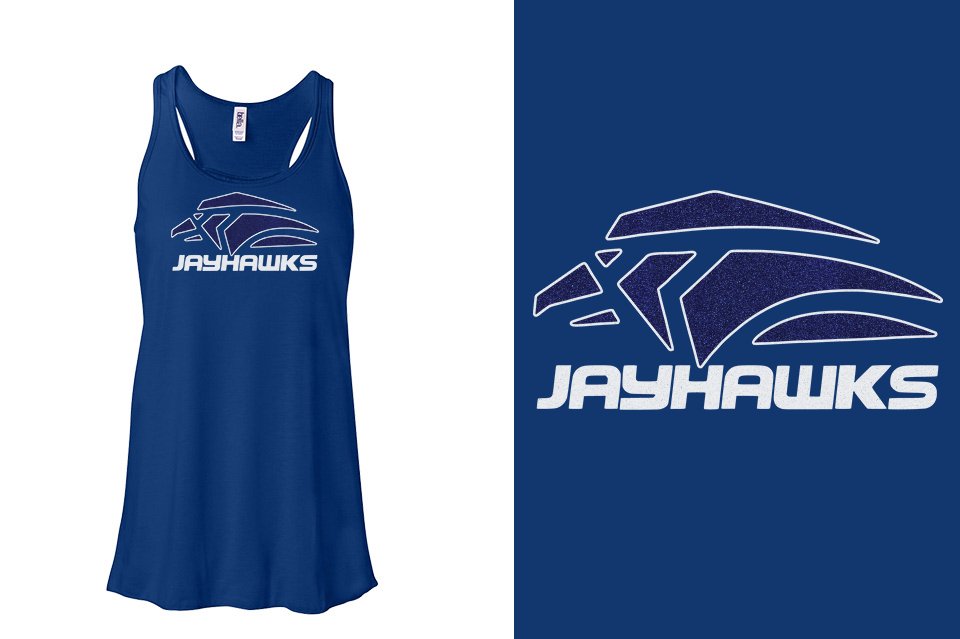 Jayhawks Logo 1 - glitter 2-color Youth Flowy Racerback Tank