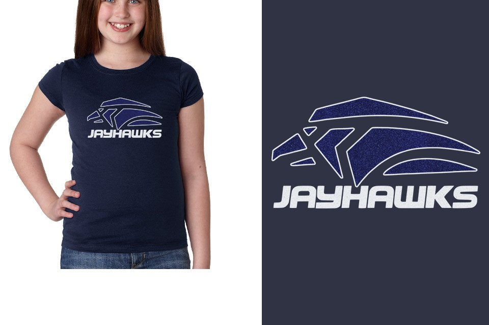 Jayhawks Logo 1 - glitter 2-color Girls' Princess T-Shirt