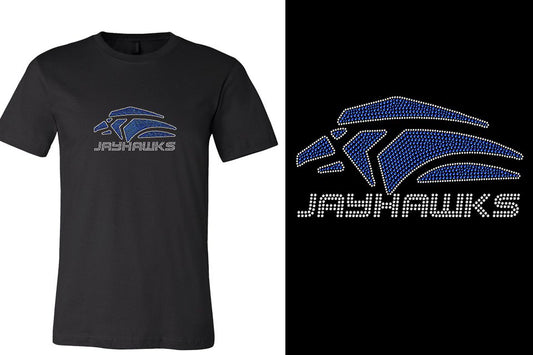 Rhinestones Jayhawks Logo 1 - stones 2-color Unisex t-shirt