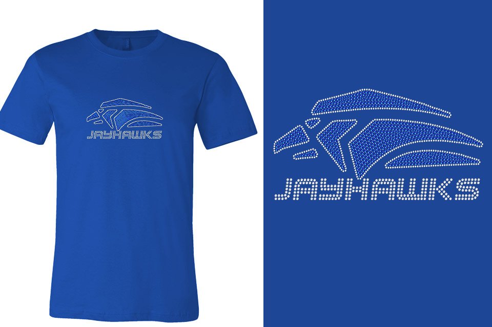 Rhinestones Jayhawks Logo 1 - stones 2-color Unisex t-shirt