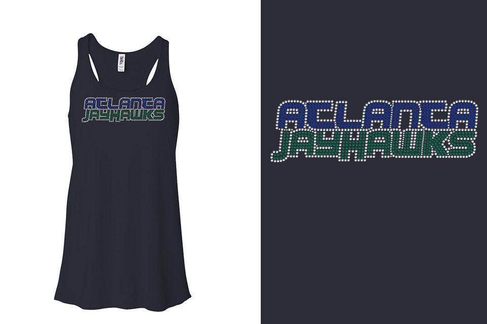 Rhinestones ATLANTA JAYHAWKS stones 3-color Youth Flowy Racerback Tank