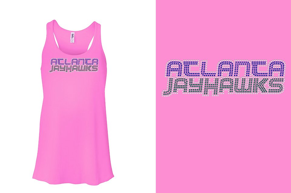 Rhinestones ATLANTA JAYHAWKS stones 3-color Youth Flowy Racerback Tank