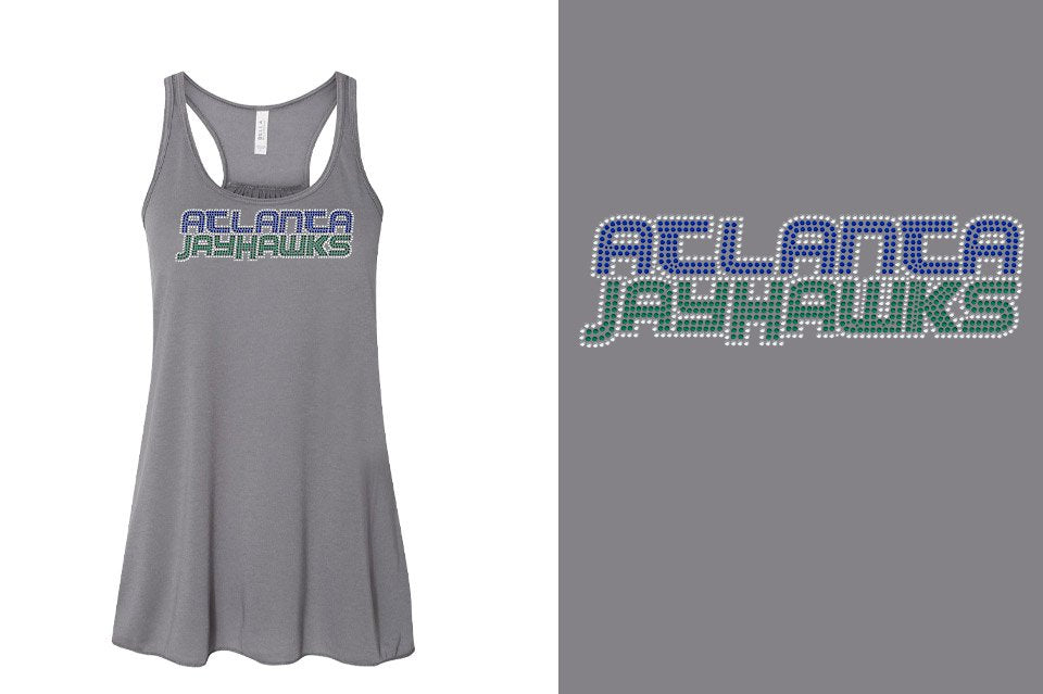 Rhinestones ATLANTA JAYHAWKS stones 3-color Youth Flowy Racerback Tank