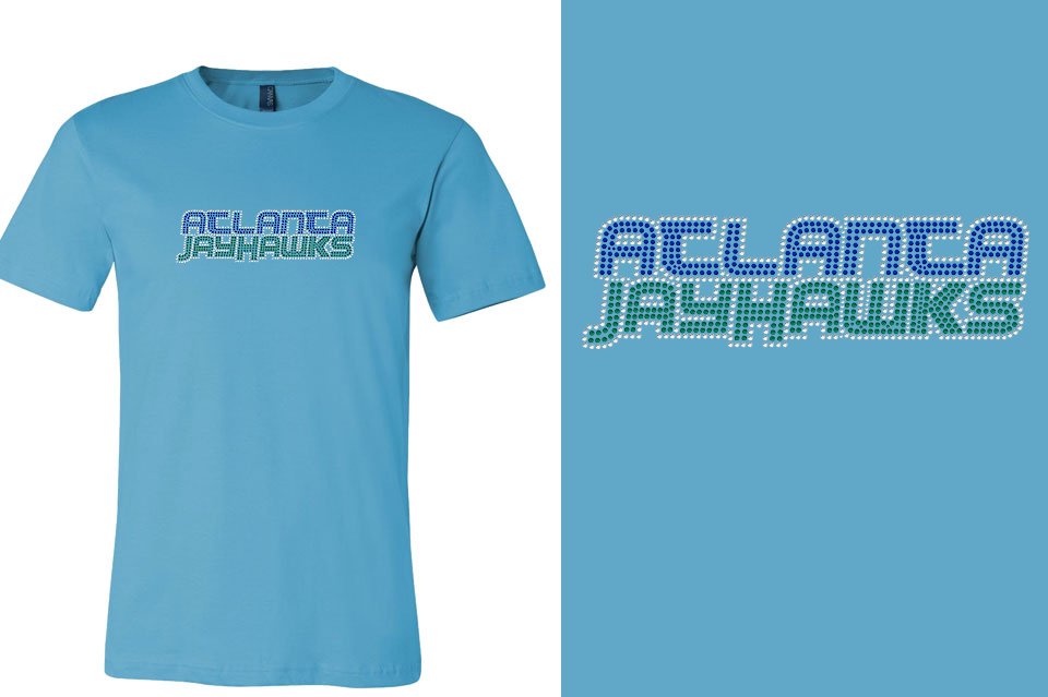 Rhinestones ATLANTA JAYHAWKS stones 3-color Unisex t-shirt