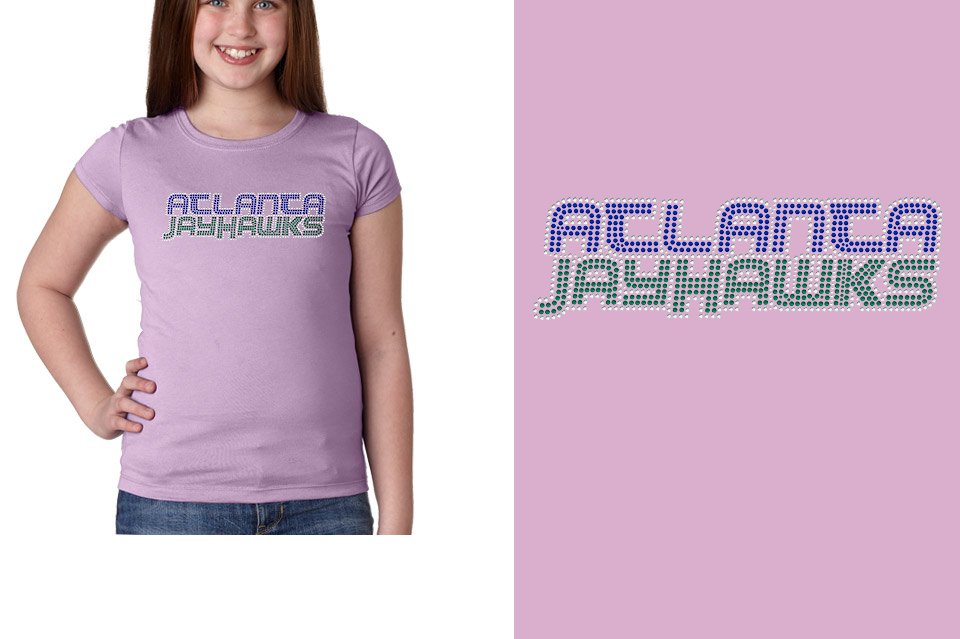 Rhinestones ATLANTA JAYHAWKS stones 3-color Girls' Princess T-Shirt