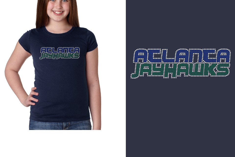 Rhinestones ATLANTA JAYHAWKS stones 3-color Girls' Princess T-Shirt