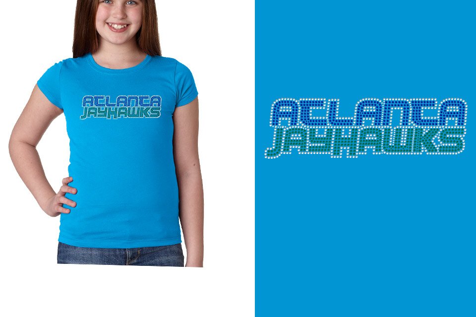 Rhinestones ATLANTA JAYHAWKS stones 3-color Girls' Princess T-Shirt