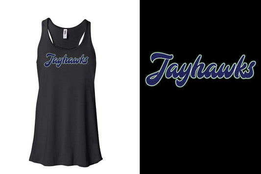 Jayhawks text glitter 3-color Youth Flowy Racerback Tank (Copy)