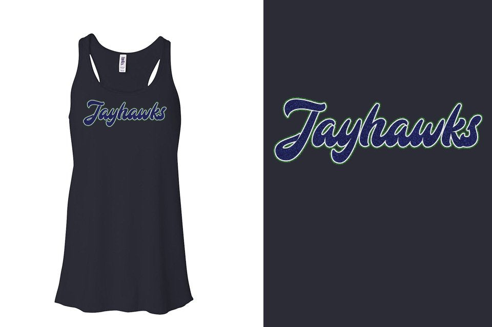 Jayhawks text glitter 3-color Youth Flowy Racerback Tank (Copy)