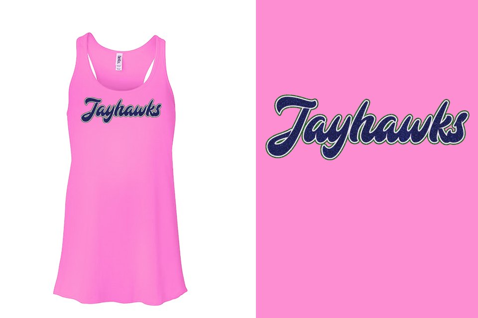 Jayhawks text glitter 3-color Youth Flowy Racerback Tank (Copy)