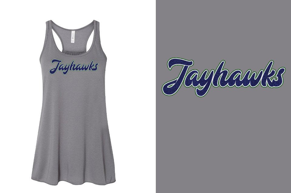 Jayhawks text glitter 3-color Youth Flowy Racerback Tank (Copy)