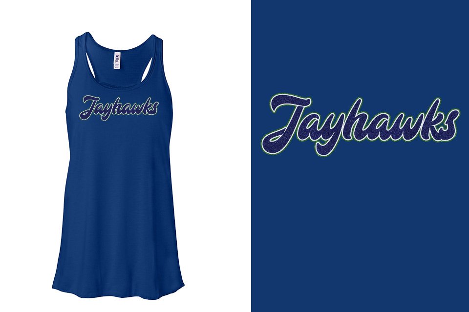 Jayhawks text glitter 3-color Youth Flowy Racerback Tank (Copy)