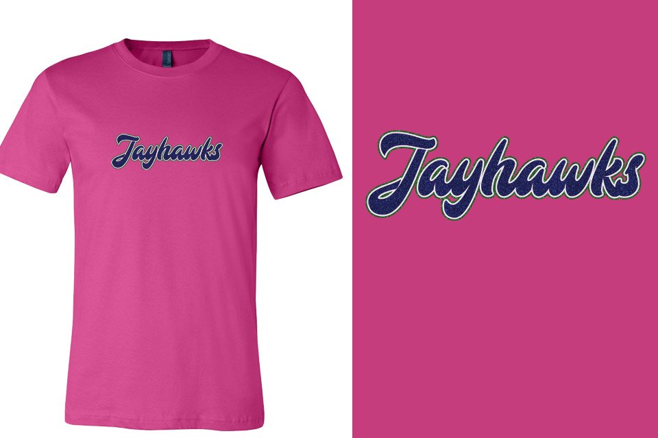 Jayhawks text glitter 3-color Unisex t-shirt