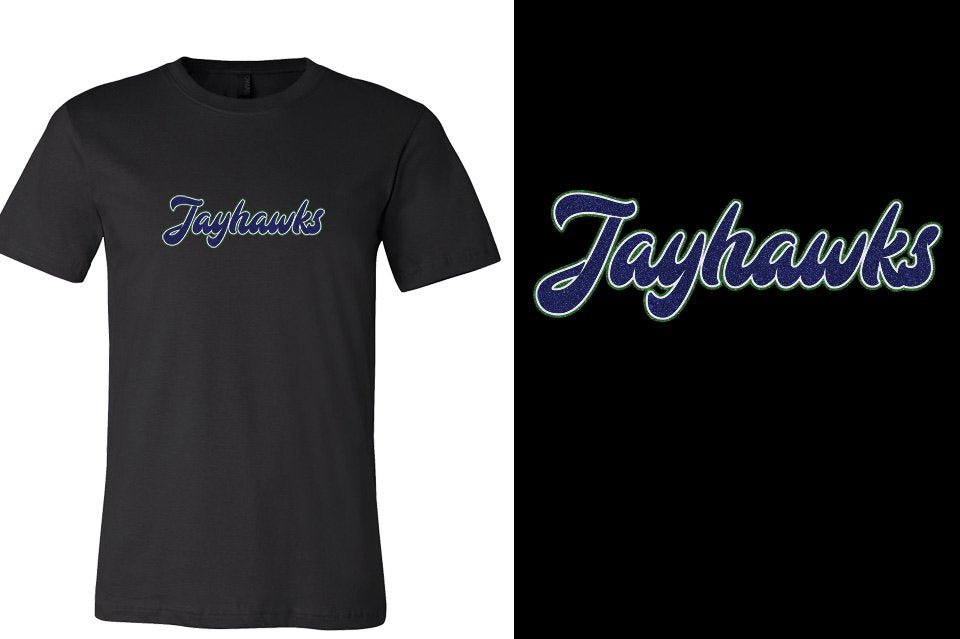 Jayhawks text glitter 3-color Unisex t-shirt