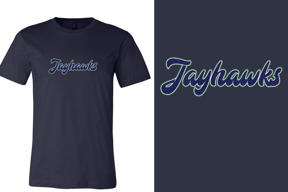 Jayhawks text glitter 3-color Unisex t-shirt