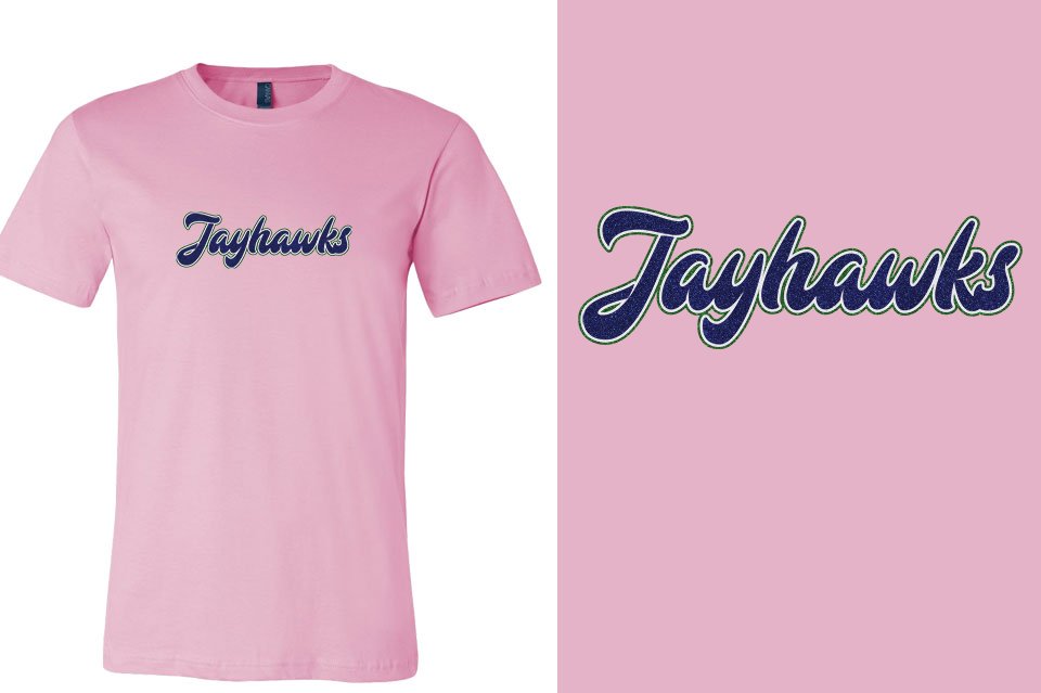 Jayhawks text glitter 3-color Unisex t-shirt