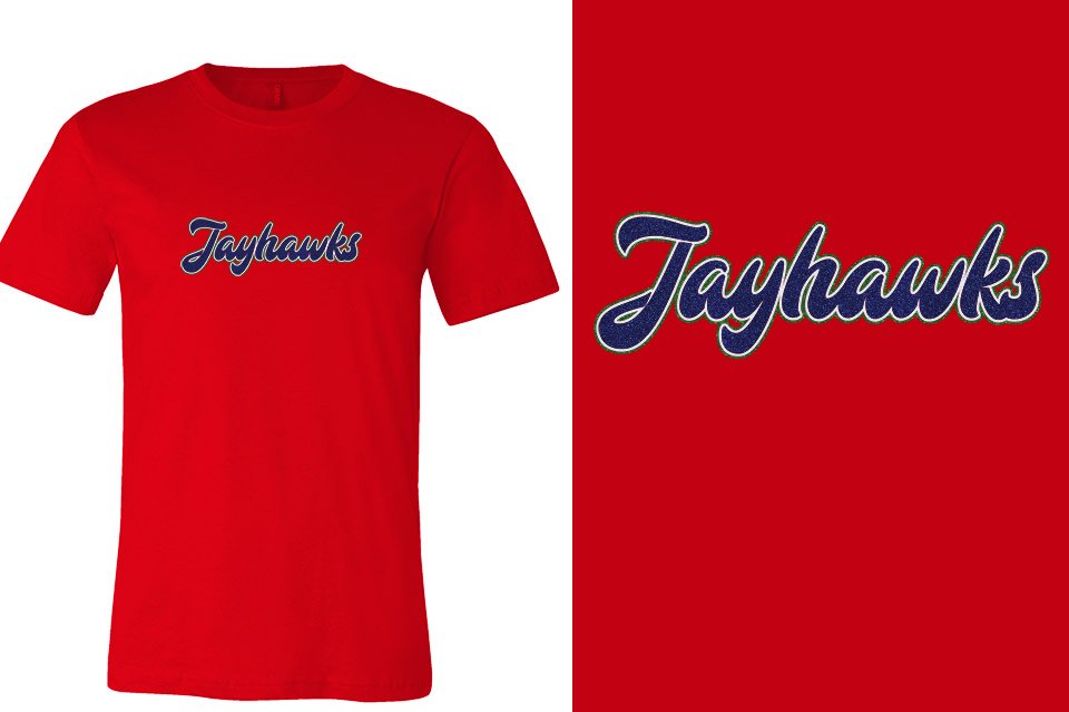 Jayhawks text glitter 3-color Unisex t-shirt