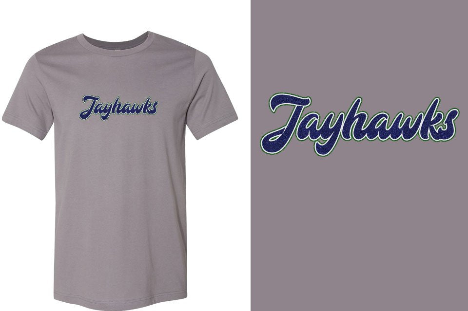 Jayhawks text glitter 3-color Unisex t-shirt