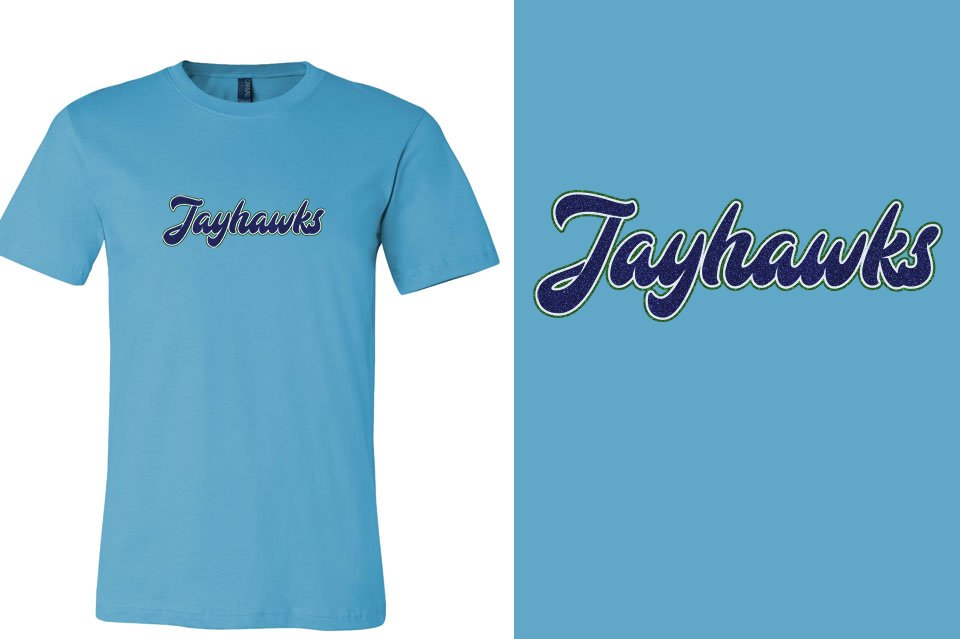 Jayhawks text glitter 3-color Unisex t-shirt