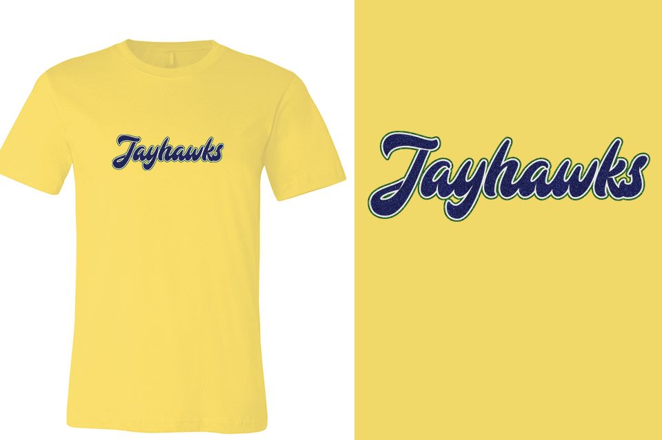 Jayhawks text glitter 3-color Unisex t-shirt