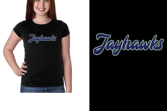 Jayhawks text glitter 3-color Girls' Princess T-Shirt