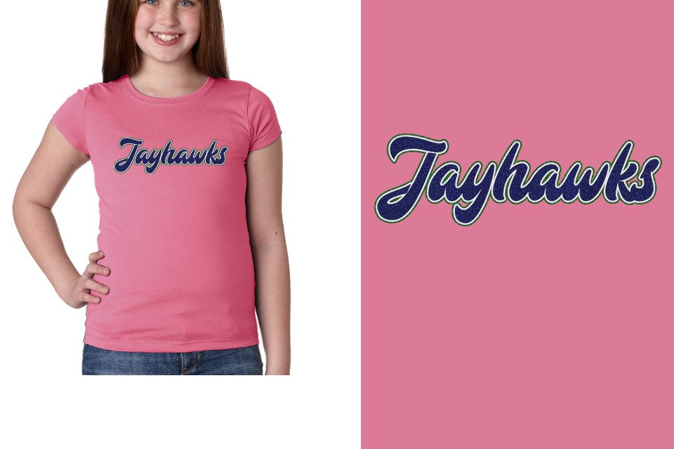 Jayhawks text glitter 3-color Girls' Princess T-Shirt