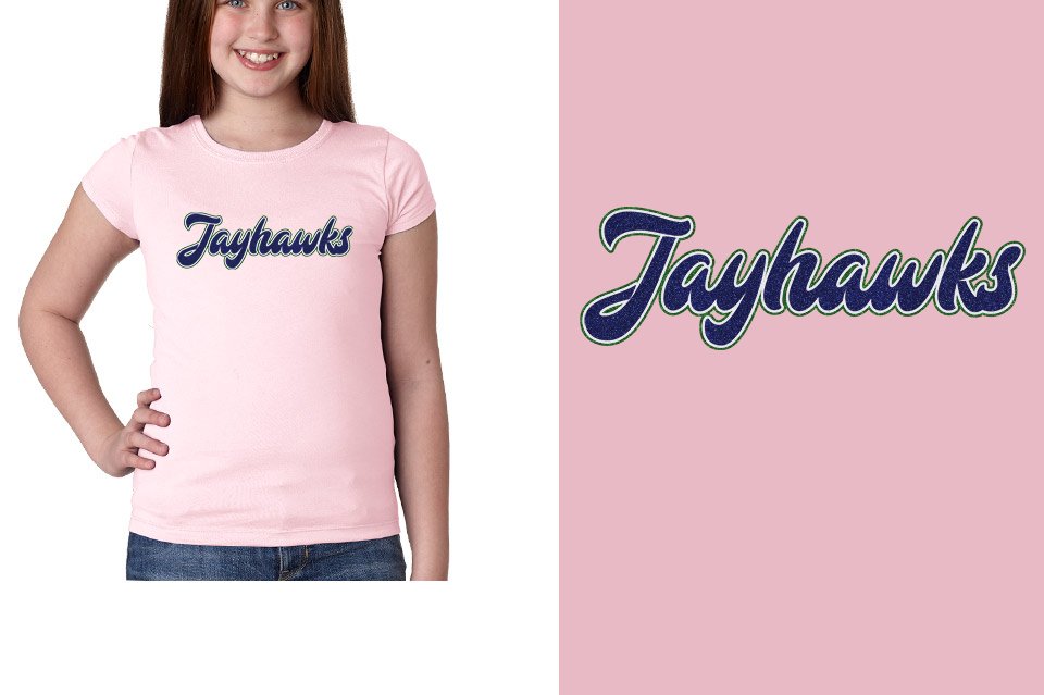 Jayhawks text glitter 3-color Girls' Princess T-Shirt