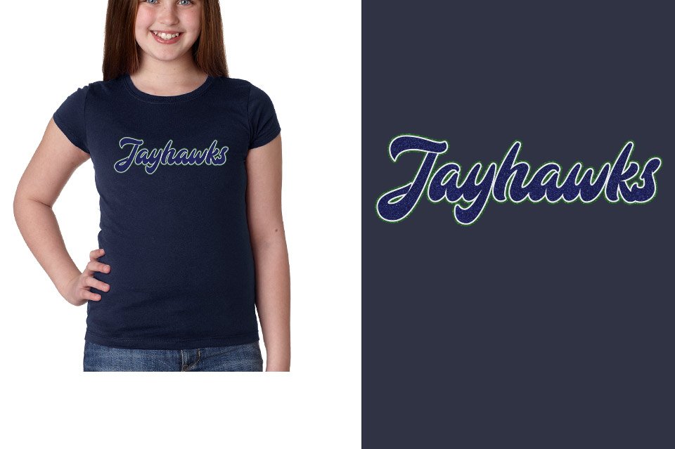 Jayhawks text glitter 3-color Girls' Princess T-Shirt