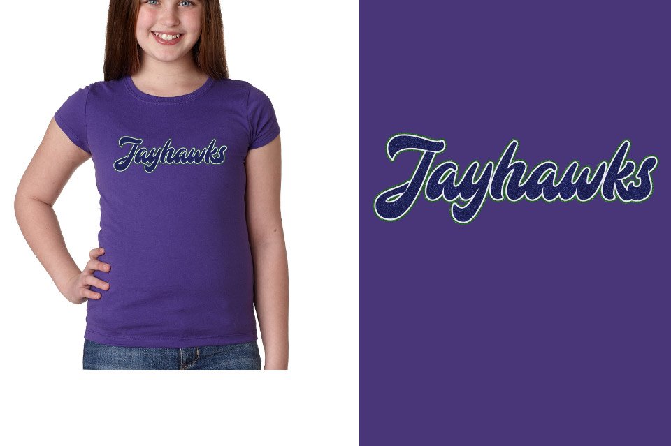 Jayhawks text glitter 3-color Girls' Princess T-Shirt