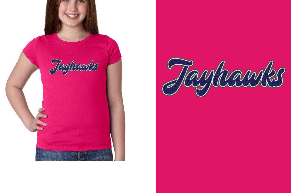 Jayhawks text glitter 3-color Girls' Princess T-Shirt