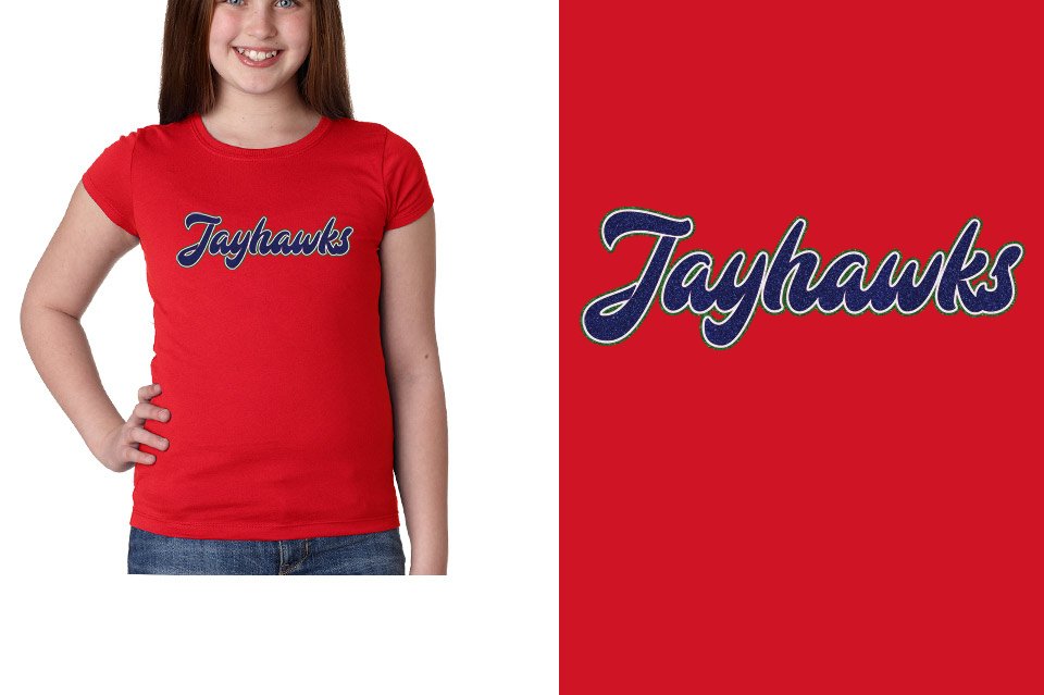 Jayhawks text glitter 3-color Girls' Princess T-Shirt