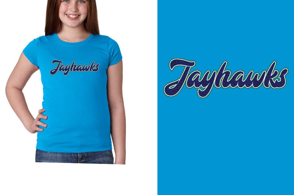 Jayhawks text glitter 3-color Girls' Princess T-Shirt