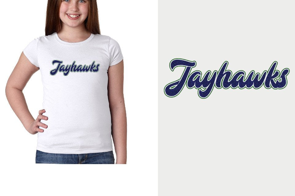 Jayhawks text glitter 3-color Girls' Princess T-Shirt