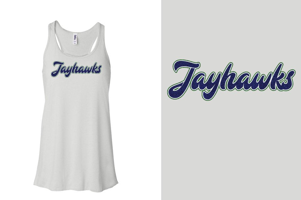 Jayhawks text glitter 3-color Youth Flowy Racerback Tank (Copy)